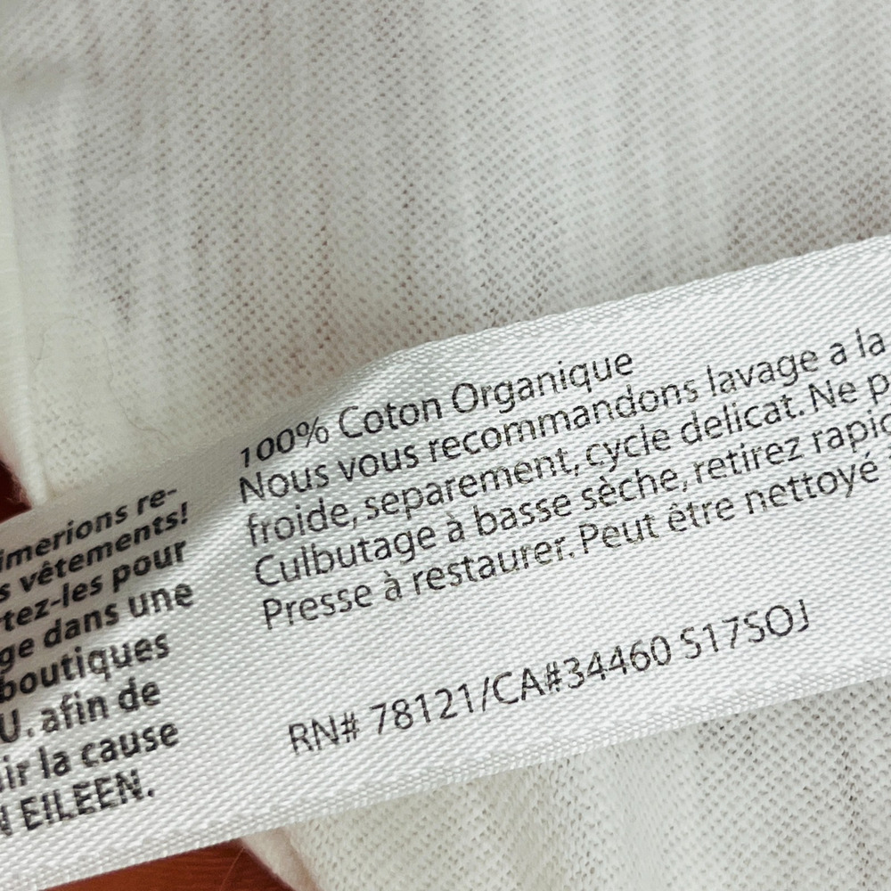 EILEEN FISHER Top M Organic Cotton Slub Jersey Crewneck Short Sleeve Basic White - Picture 6 of 10